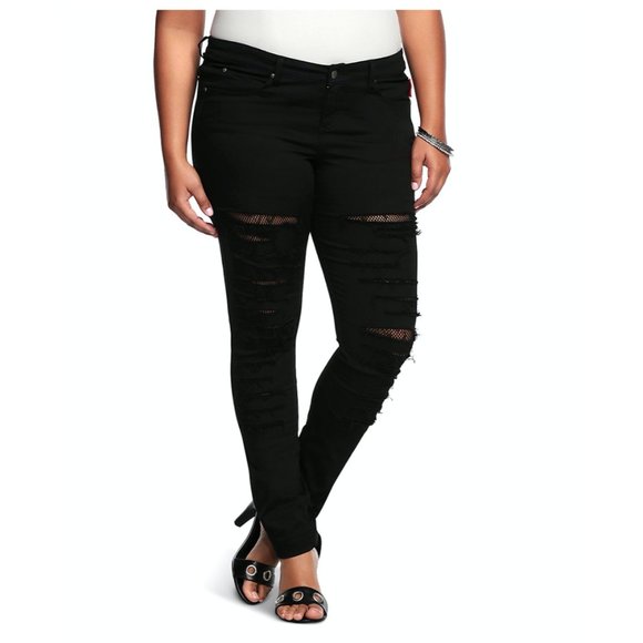 torrid Denim - Torrid Denim Black Pants with Holes and Mesh - 20